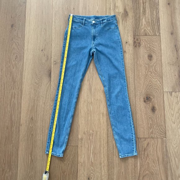 H&M Jeans Girls 14 Skinny Fit Blue Denim Ankle Adjustable Waist Stretch Mid Rise - Picture 8 of 14